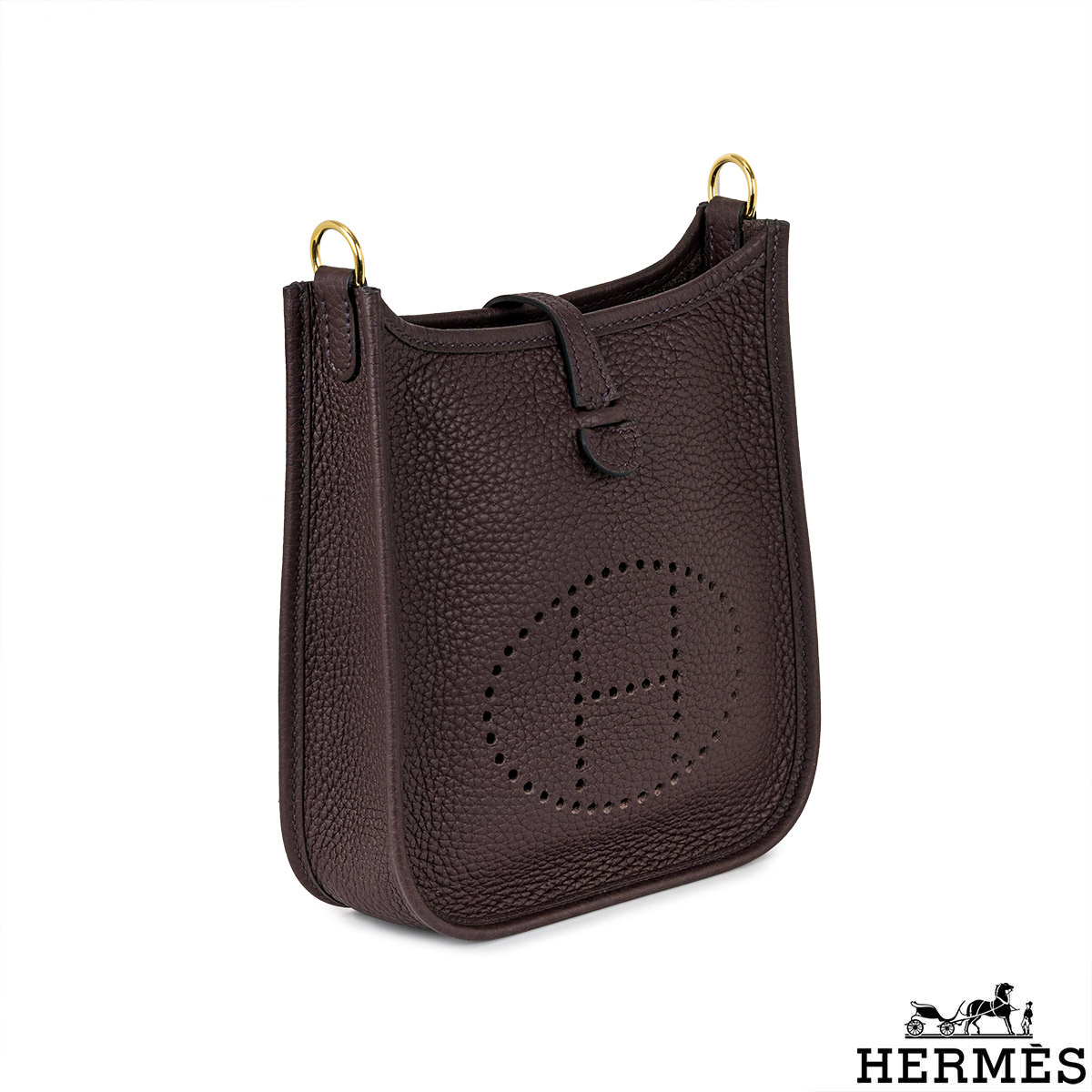 HERMES Evelyne Mini 16 cm Clemence Noir Black Gold Hardware